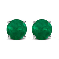 14K Gold 5X5MM Round Gemstone Solitaire Stud Earrings