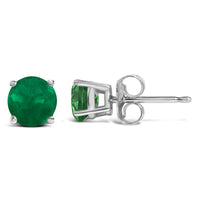 14K Gold 5X5MM Round Gemstone Solitaire Stud Earrings