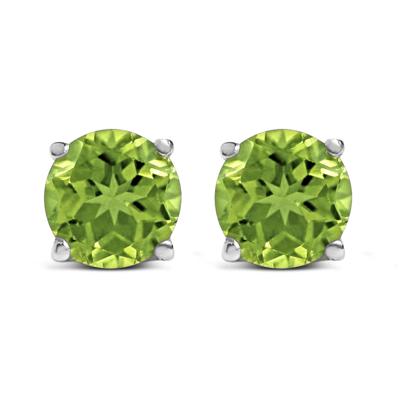 14K Gold 5X5MM Round Gemstone Solitaire Stud Earrings