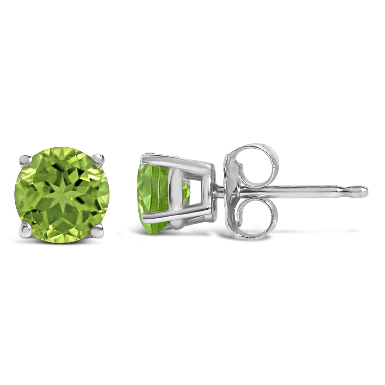 14K Gold 5X5MM Round Gemstone Solitaire Stud Earrings