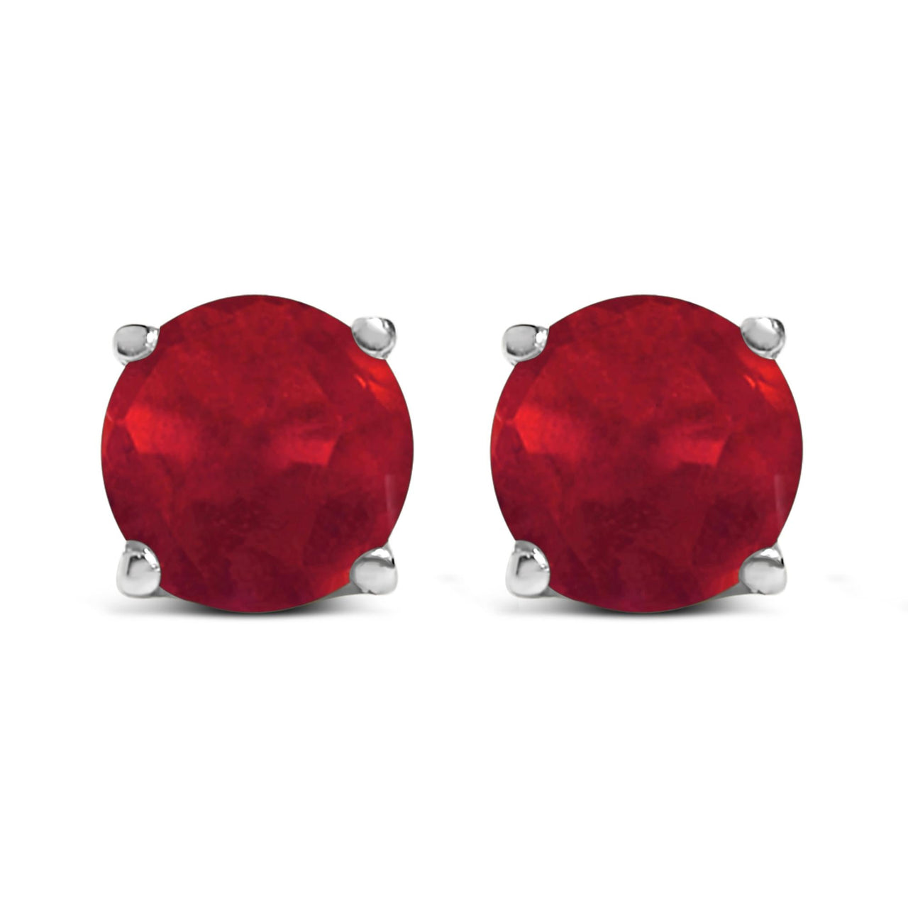 14K Gold 5X5MM Round Gemstone Solitaire Stud Earrings