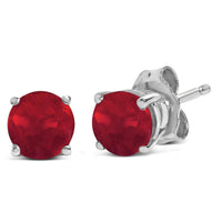 14K Gold 5X5MM Round Gemstone Solitaire Stud Earrings