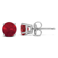 14K Gold 5X5MM Round Gemstone Solitaire Stud Earrings