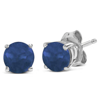 14K Gold 5X5MM Round Gemstone Solitaire Stud Earrings
