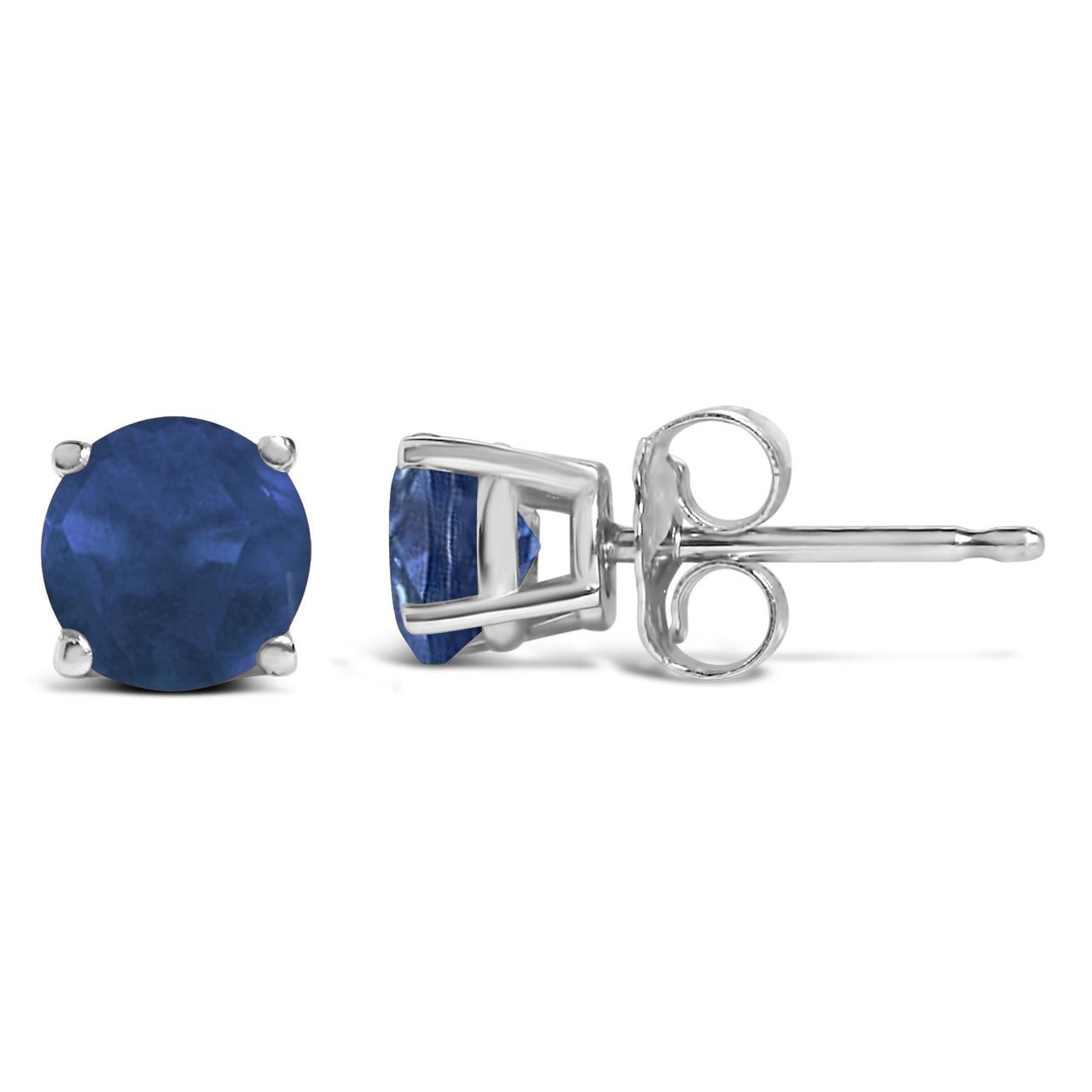 14K Gold 5X5MM Round Gemstone Solitaire Stud Earrings