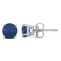 14K Gold 5X5MM Round Gemstone Solitaire Stud Earrings