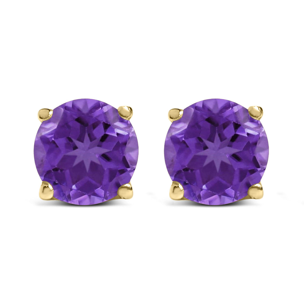 14K Gold 5X5MM Round Gemstone Solitaire Stud Earrings