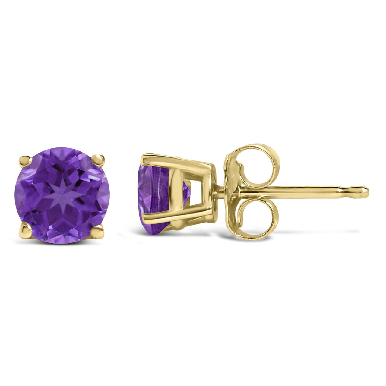 14K Gold 5X5MM Round Gemstone Solitaire Stud Earrings