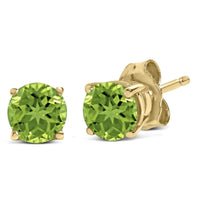 14K Gold 5X5MM Round Gemstone Solitaire Stud Earrings
