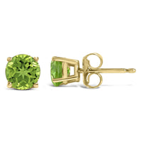 14K Gold 5X5MM Round Gemstone Solitaire Stud Earrings
