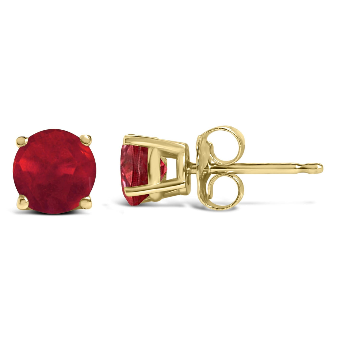 14K Gold 5X5MM Round Gemstone Solitaire Stud Earrings