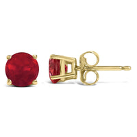 14K Gold 5X5MM Round Gemstone Solitaire Stud Earrings