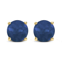 14K Gold 5X5MM Round Gemstone Solitaire Stud Earrings