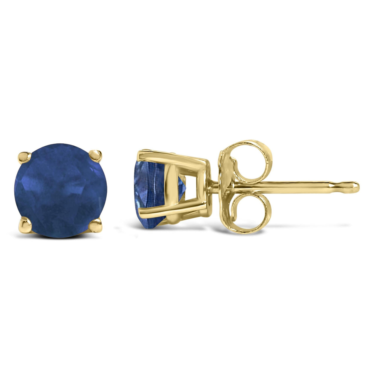 14K Gold 5X5MM Round Gemstone Solitaire Stud Earrings