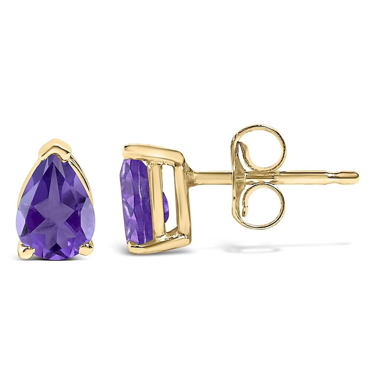 14K Gold 6x4MM Pear Shaped Gemstone Solitaire Stud Earrings
