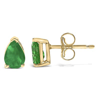 14K Gold 6x4MM Pear Shaped Gemstone Solitaire Stud Earrings