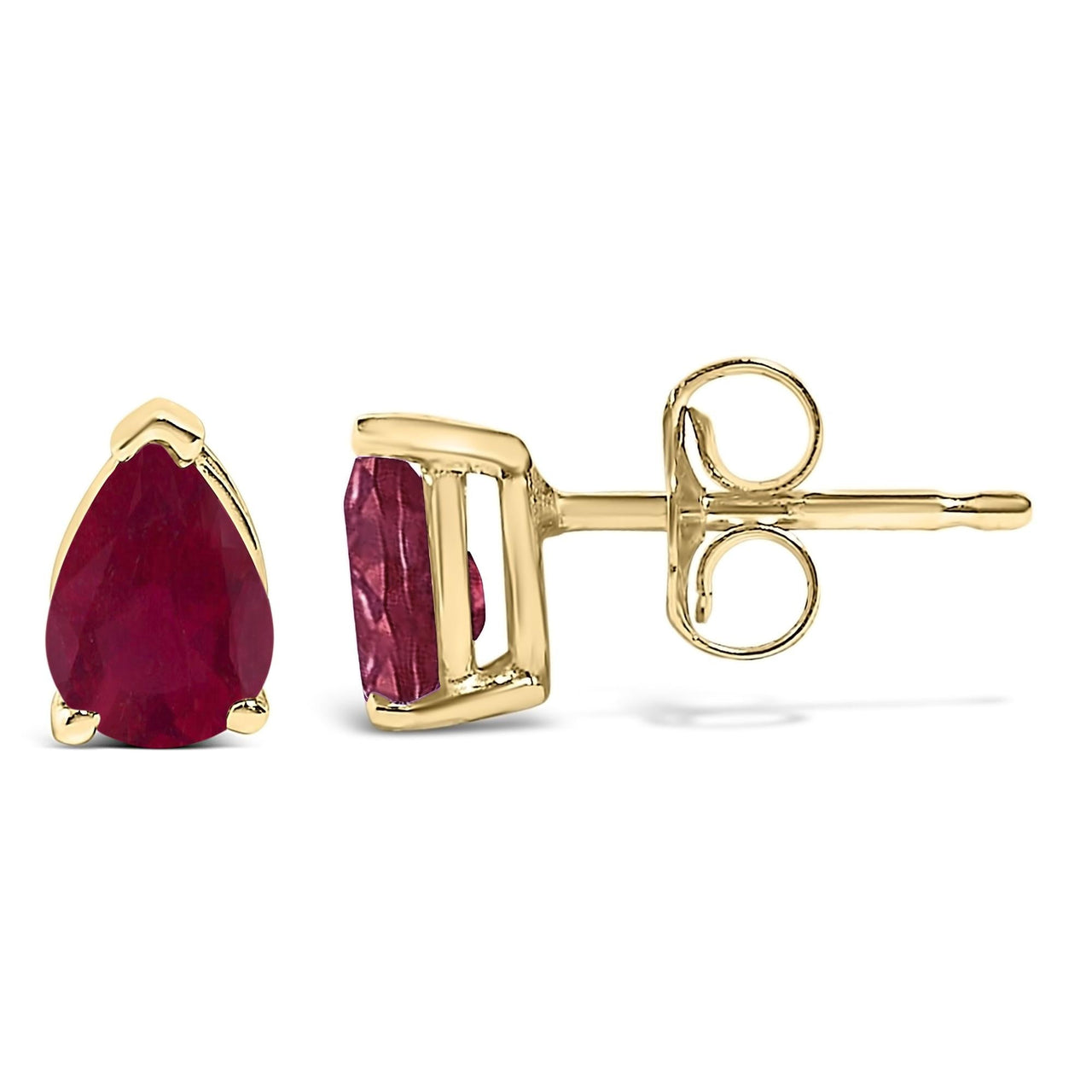 14K Gold 6x4MM Pear Shaped Gemstone Solitaire Stud Earrings