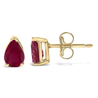 14K Gold 6x4MM Pear Shaped Gemstone Solitaire Stud Earrings