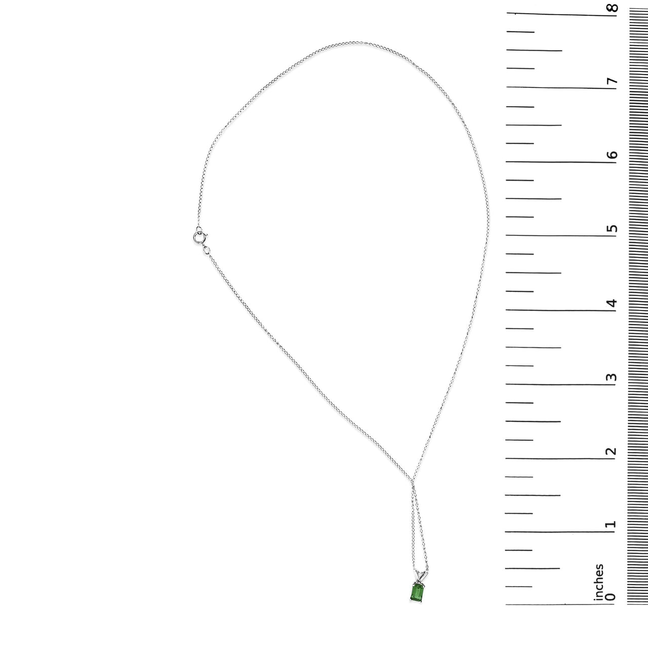 14K Gold 6x4MM Emerald Cut Gemstone Solitaire Pendant Necklace
