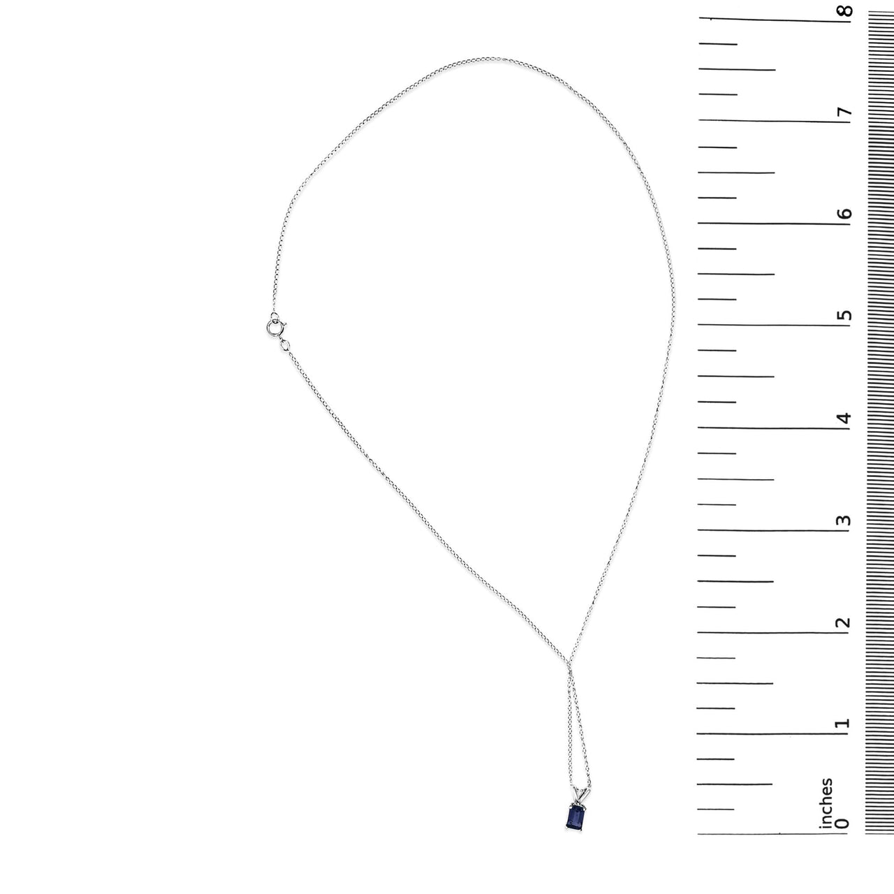14K Gold 6x4MM Emerald Cut Gemstone Solitaire Pendant Necklace