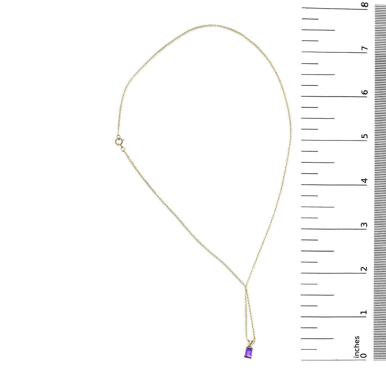 14K Gold 6x4MM Emerald Cut Gemstone Solitaire Pendant Necklace