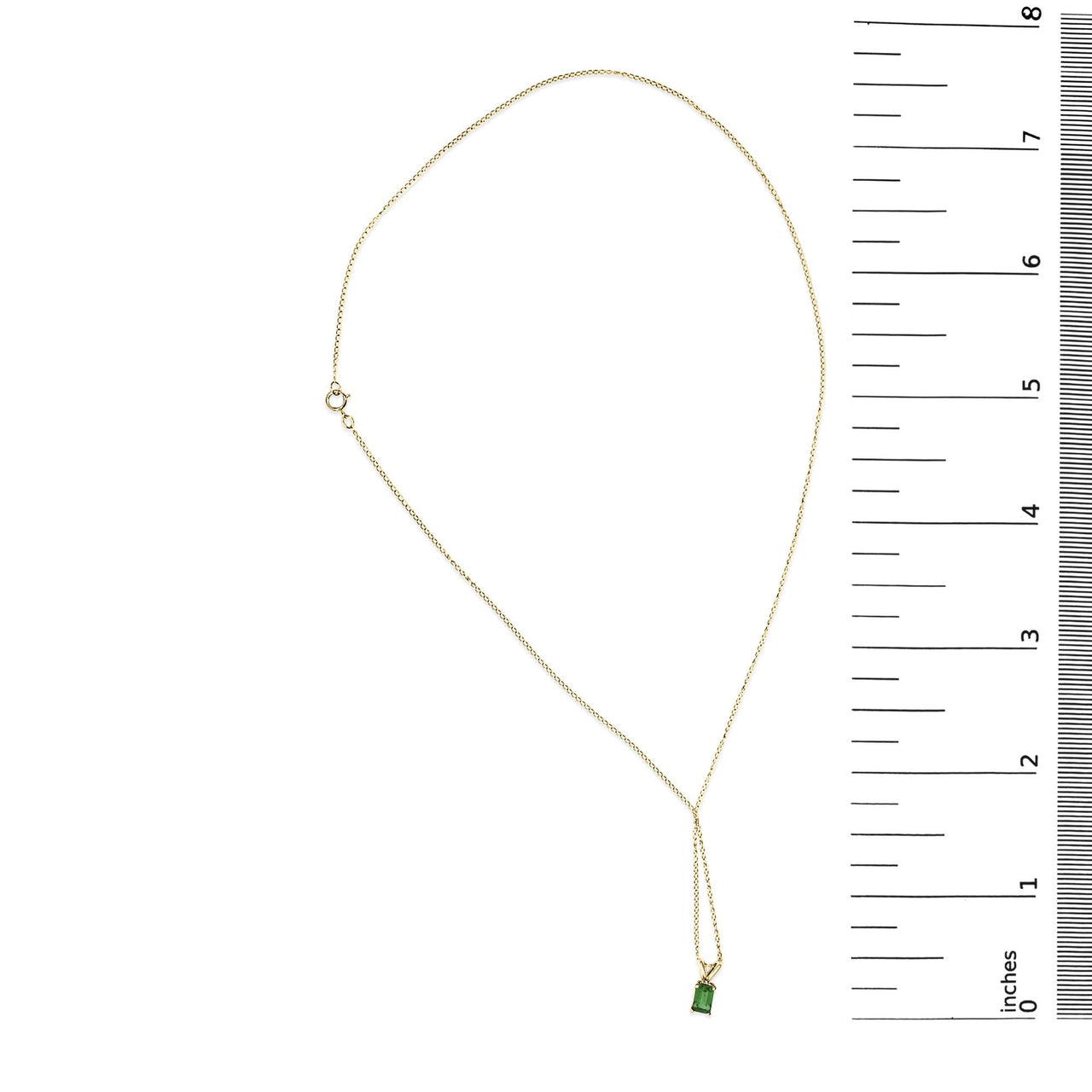 14K Gold 6x4MM Emerald Cut Gemstone Solitaire Pendant Necklace
