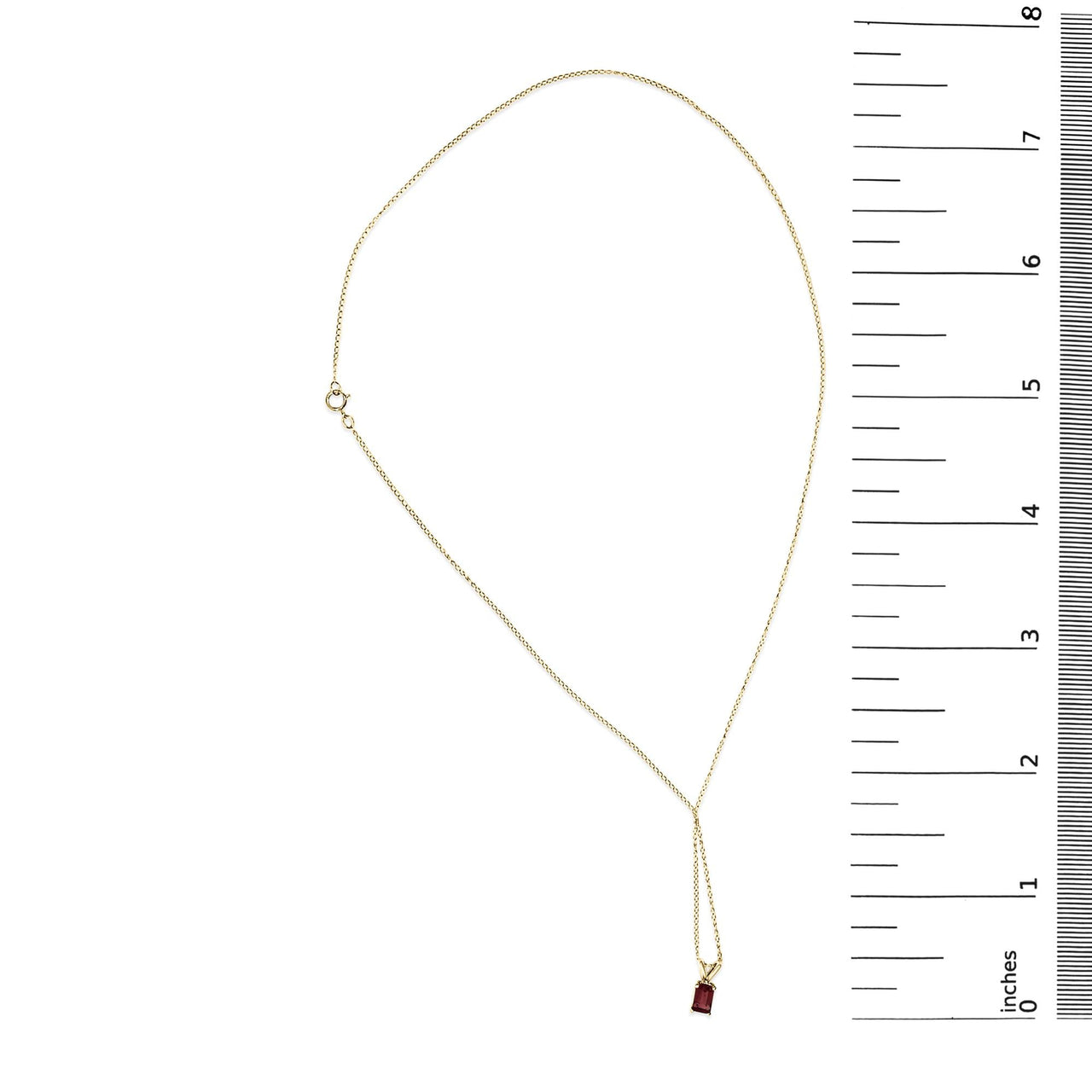 14K Gold 6x4MM Emerald Cut Gemstone Solitaire Pendant Necklace