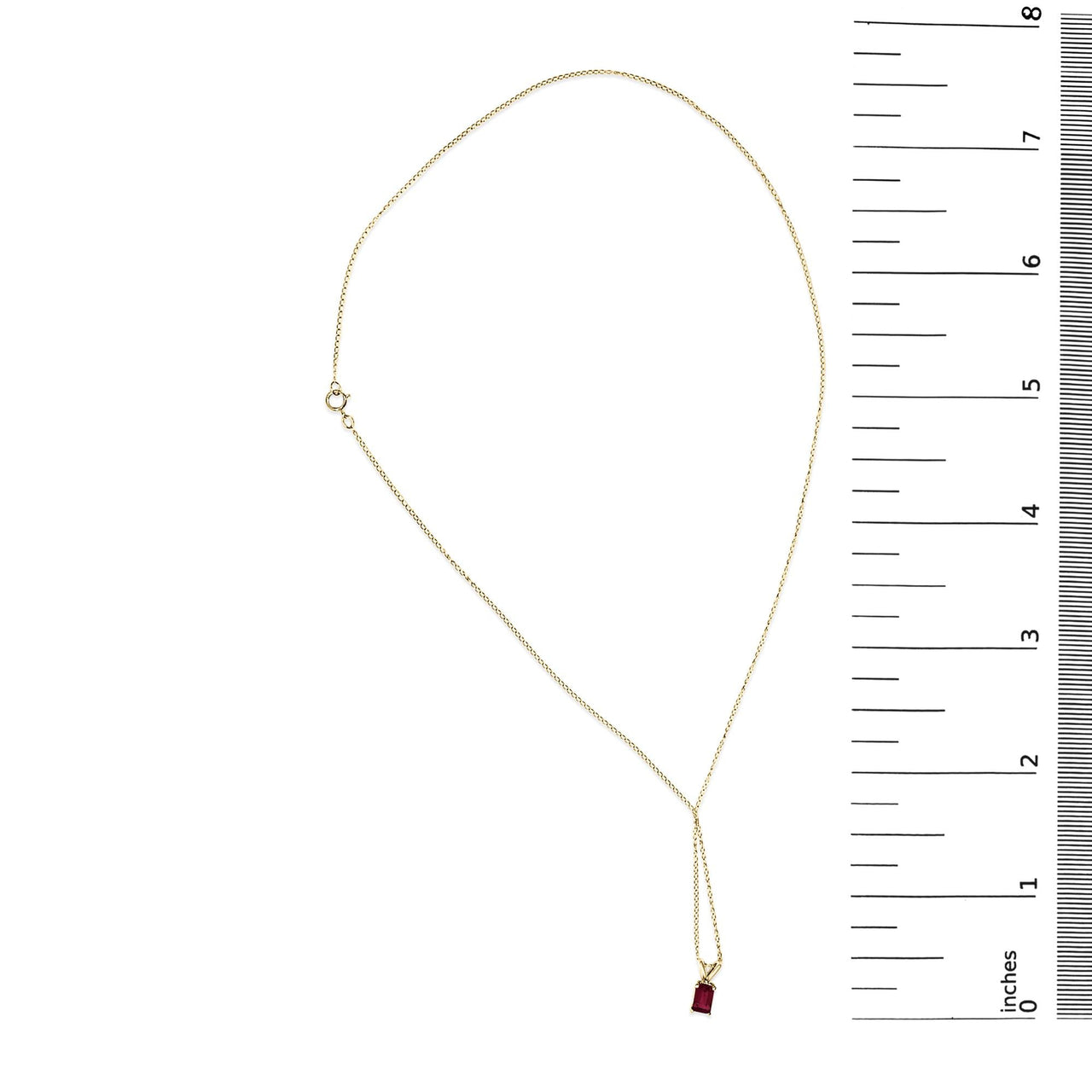 14K Gold 6x4MM Emerald Cut Gemstone Solitaire Pendant Necklace