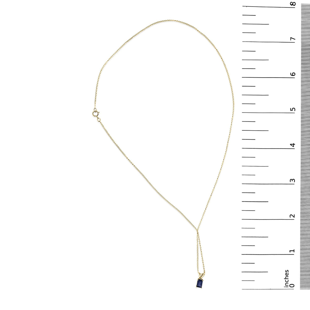 14K Gold 6x4MM Emerald Cut Gemstone Solitaire Pendant Necklace