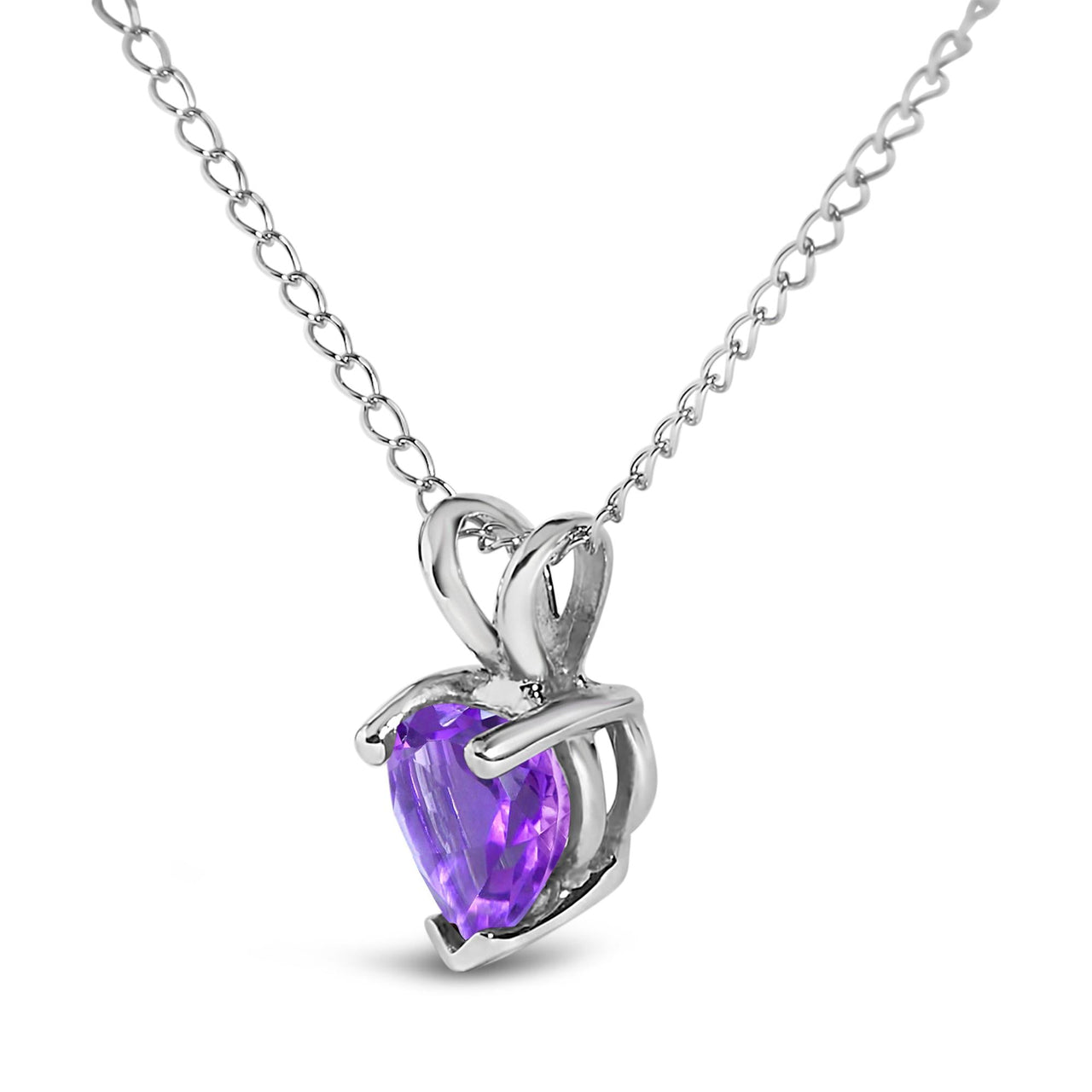14K Gold 5X5 MM Heart Shaped Gemstone Solitaire Pendant Necklace