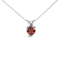 14K Gold 5X5 MM Heart Shaped Gemstone Solitaire Pendant Necklace
