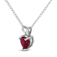 14K Gold 5X5 MM Heart Shaped Gemstone Solitaire Pendant Necklace