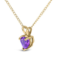 14K Gold 5X5 MM Heart Shaped Gemstone Solitaire Pendant Necklace