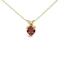 14K Gold 5X5 MM Heart Shaped Gemstone Solitaire Pendant Necklace