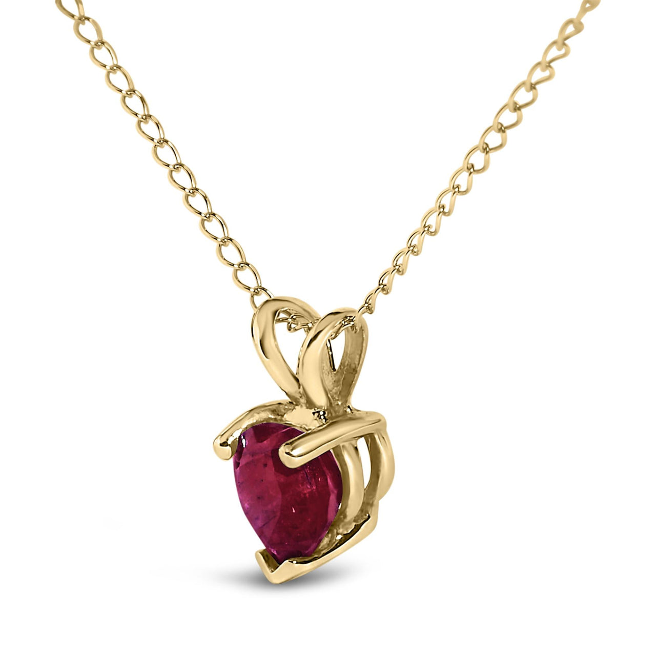 14K Gold 5X5 MM Heart Shaped Gemstone Solitaire Pendant Necklace