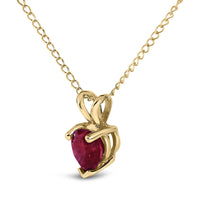 14K Gold 5X5 MM Heart Shaped Gemstone Solitaire Pendant Necklace
