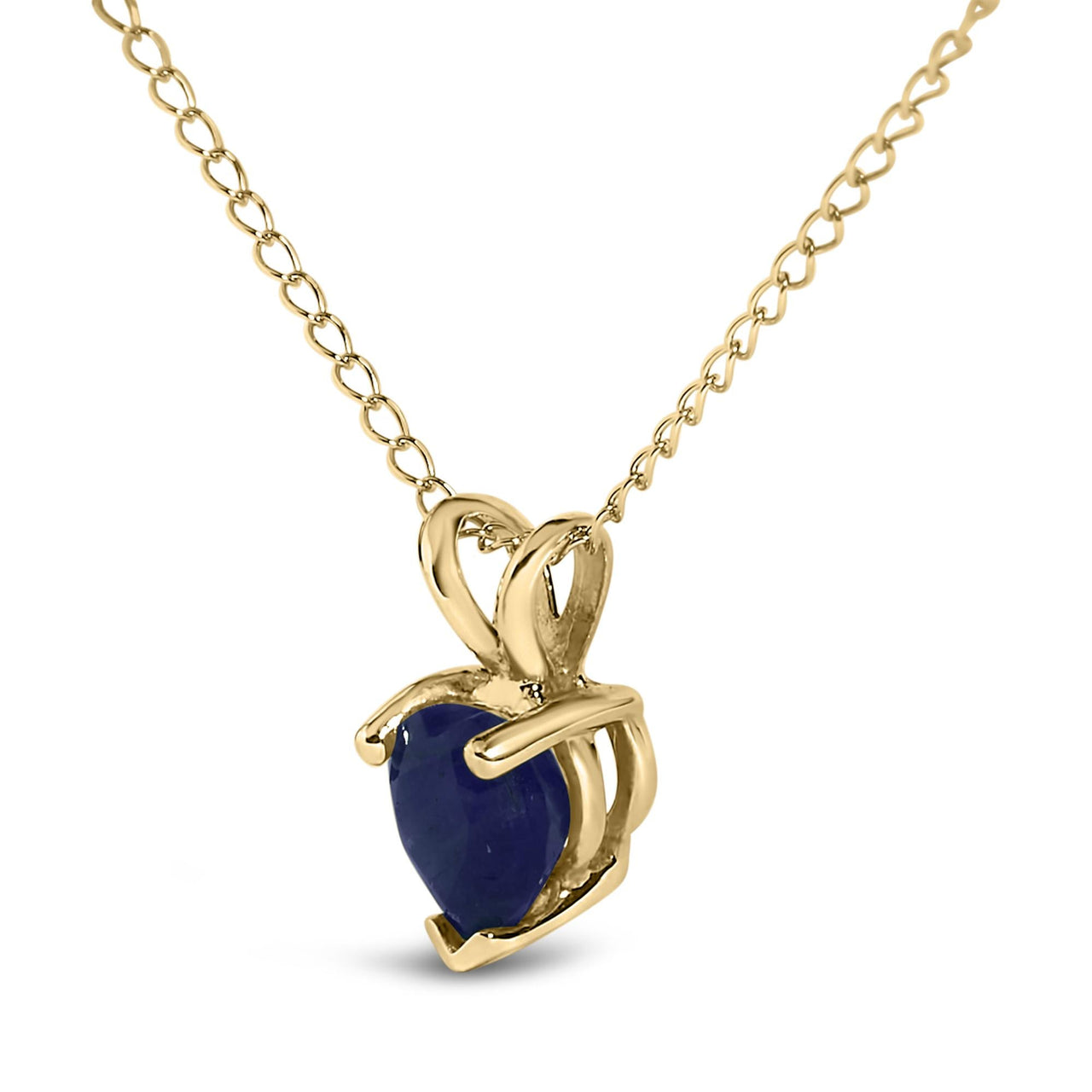 14K Gold 5X5 MM Heart Shaped Gemstone Solitaire Pendant Necklace