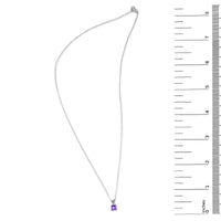 14K Gold 5x5 MM Square Shaped Gemstone Solitaire Pendant Necklace