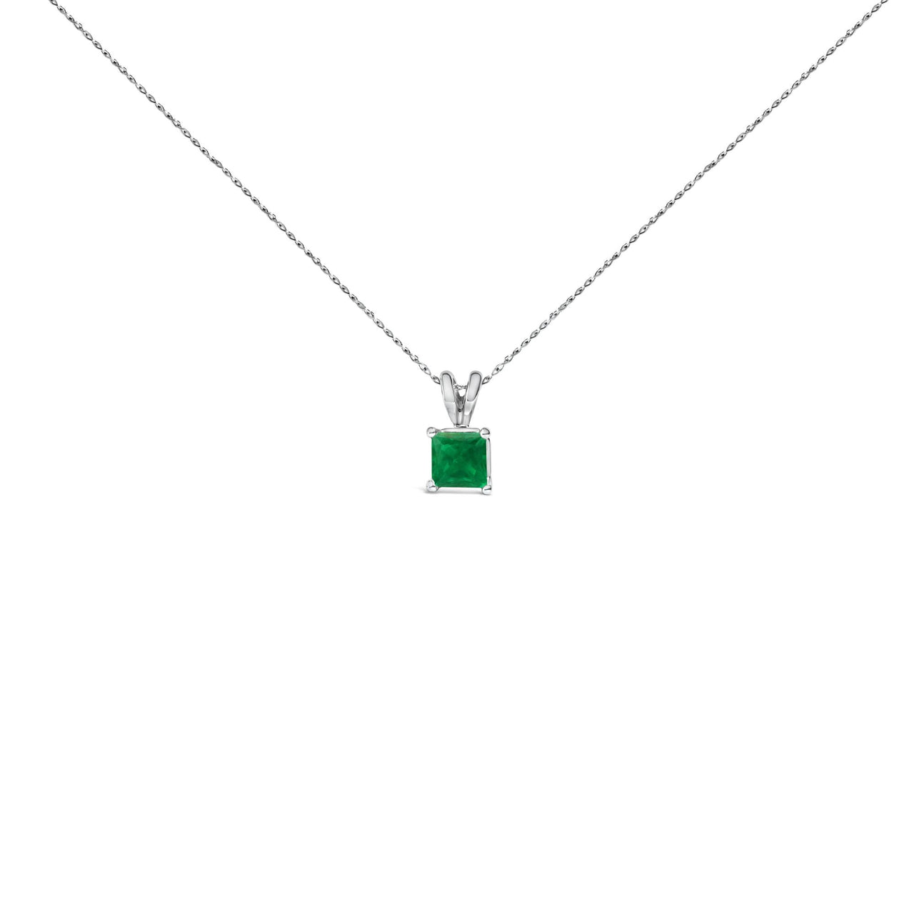 14K Gold 5x5 MM Square Shaped Gemstone Solitaire Pendant Necklace
