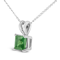 14K Gold 5x5 MM Square Shaped Gemstone Solitaire Pendant Necklace