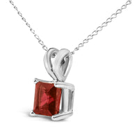 14K Gold 5x5 MM Square Shaped Gemstone Solitaire Pendant Necklace