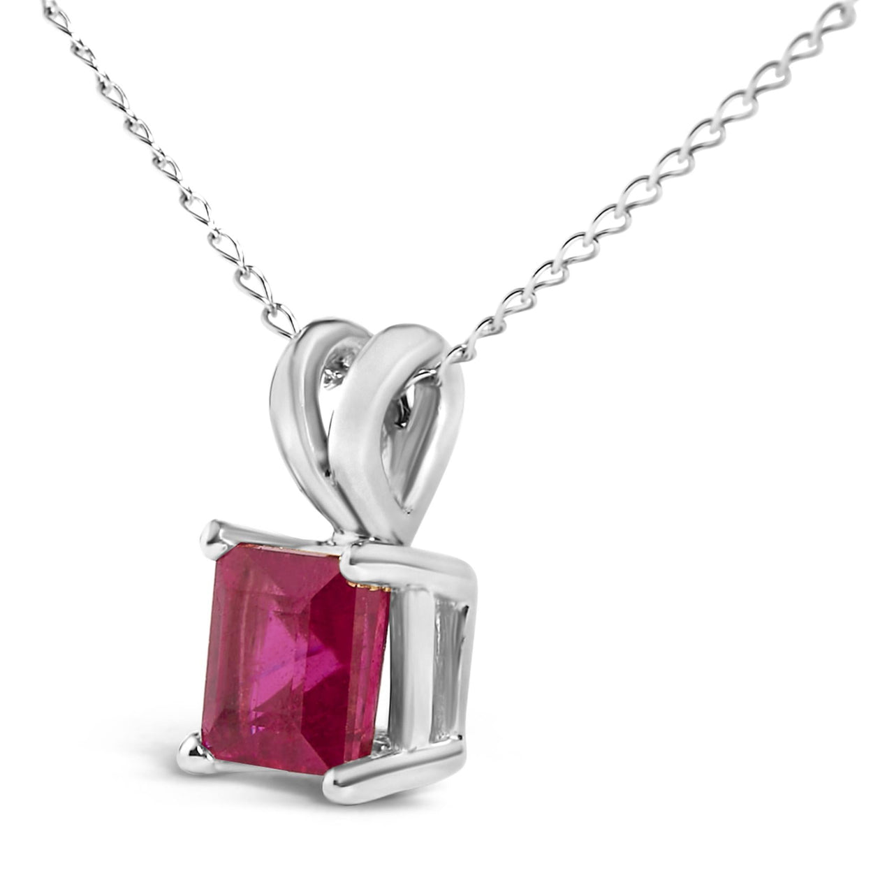 14K Gold 5x5 MM Square Shaped Gemstone Solitaire Pendant Necklace