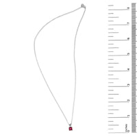 14K Gold 5x5 MM Square Shaped Gemstone Solitaire Pendant Necklace