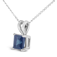 14K Gold 5x5 MM Square Shaped Gemstone Solitaire Pendant Necklace