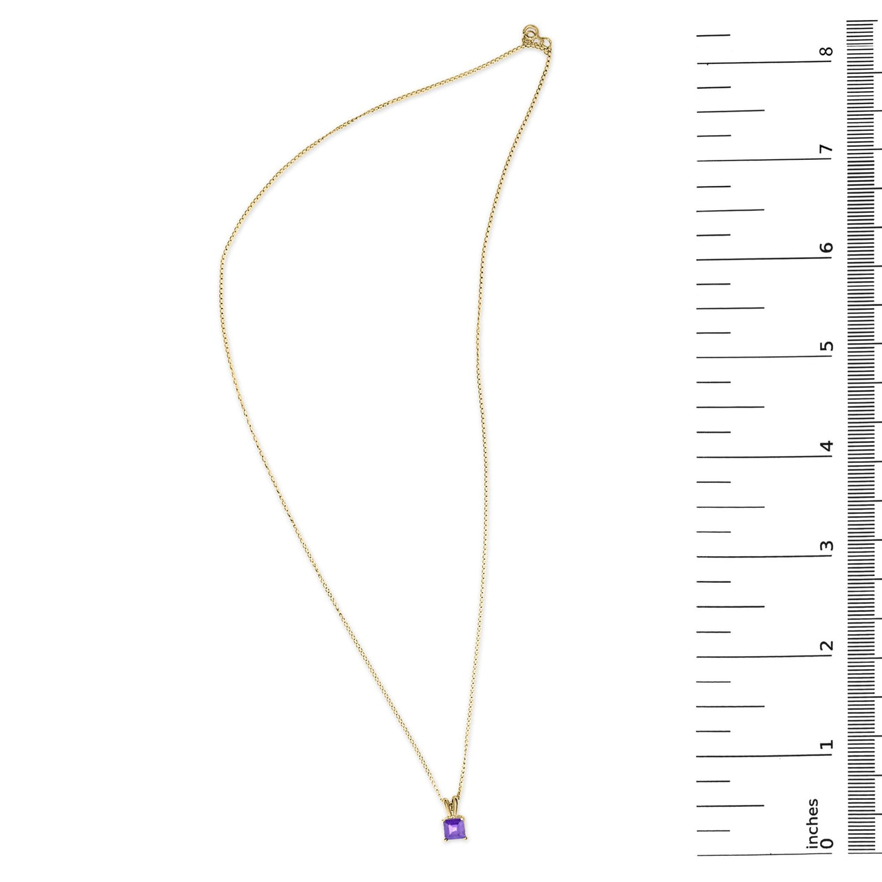 14K Gold 5x5 MM Square Shaped Gemstone Solitaire Pendant Necklace
