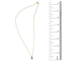 14K Gold 5x5 MM Square Shaped Gemstone Solitaire Pendant Necklace