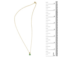 14K Gold 5x5 MM Square Shaped Gemstone Solitaire Pendant Necklace