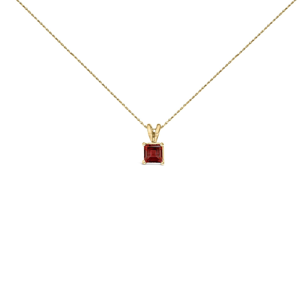 14K Gold 5x5 MM Square Shaped Gemstone Solitaire Pendant Necklace