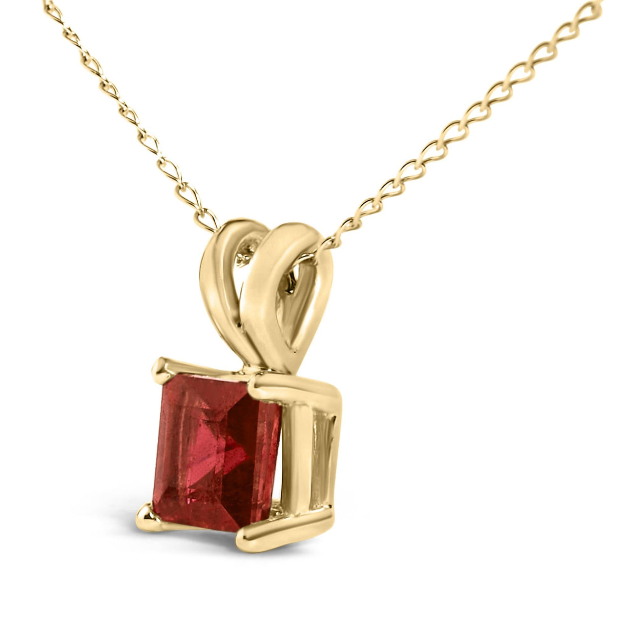 14K Gold 5x5 MM Square Shaped Gemstone Solitaire Pendant Necklace