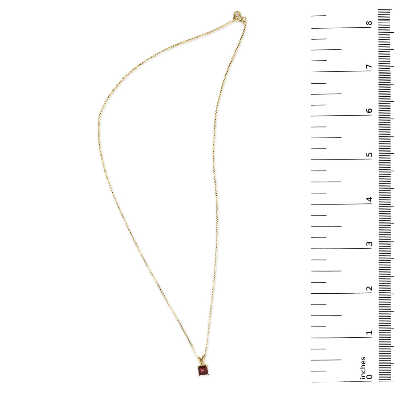 14K Gold 5x5 MM Square Shaped Gemstone Solitaire Pendant Necklace